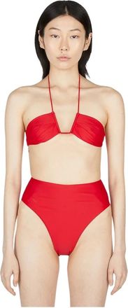 Ziah V-hals Halter Bikini Top - Dames - Bikinis - Rood - L - Nylon - Badmode