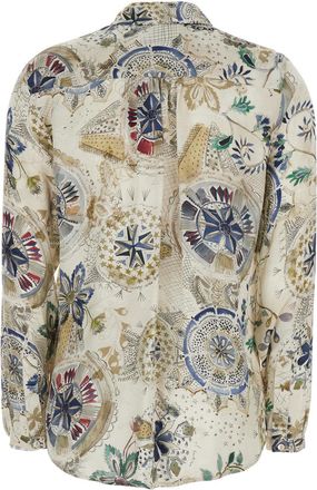 Momoni Womens Shirt With Classic Collar, White Viscose Blouses