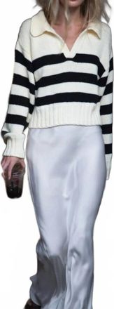 Ciao Lucia Venezia Polo Sweater In Ivory & Black Stripe