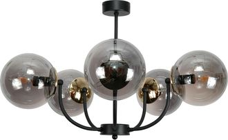 OEM L&aacute;mpara De Techo Colgante, Negra, Pantalla De Cristal, Grafito, 15-120 Esti Ned