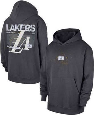 Jordan Brand Mens Jordan Brand Anthracite Los Angeles Lakers Statement Jumpman Flight Premiere Hoodie at Nordstrom, Size X-Large