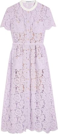 Self Portrait Guipure Lace Midi Shirt Dress - Purple - 10 (UK10 / S)
