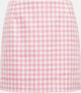 Ami Gingham cotton and wool miniskirt