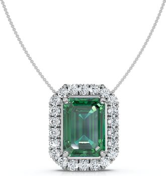 Pompeii3 7 1/2Ct Emerald & Diamond Pendant Gold 3/4 Tall 18 Necklace