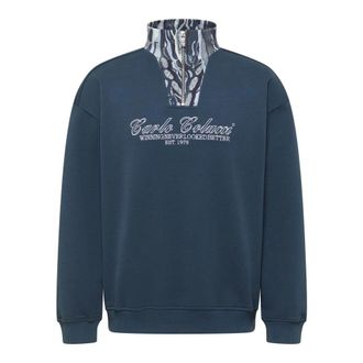 Carlo Colucci Troyer - Heren - Sweatshirts - Blauw - L - Katoen - Hoodies & sweatvesten