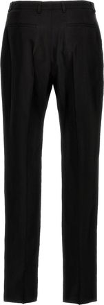 Saint Laurent High-Waisted Faille Wool Blend Trousers - Black