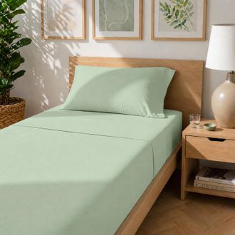KASANOVA Completo letto singolo cotone tinta unita verde