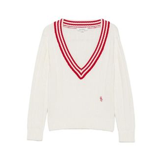Sporty & Rich Su&eacute;ter de punto con cuello en V - Knitwear - Mujer - Blanco - XS
