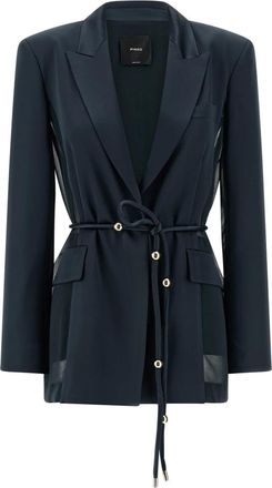 Pinko Pinko, Jassen, Dames, Blauw, S, Satijn, Carillon Single-breasted Blazer