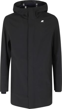 K-Way Minimalist Black Jacket With Hood And Zippered Pockets