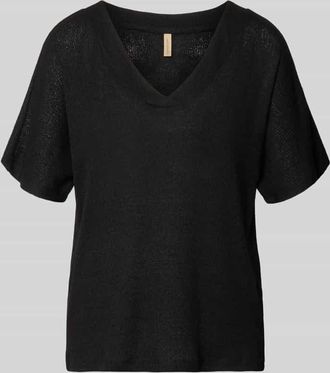 Soyaconcept Strickshirt mit V-Ausschnitt Modell Delia in Black, Gr&ouml;&szlig;e XXL