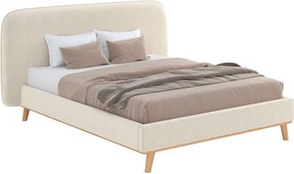 Rendez-Vous Déco Cama doble 160x200 cm en tejido gris/beige