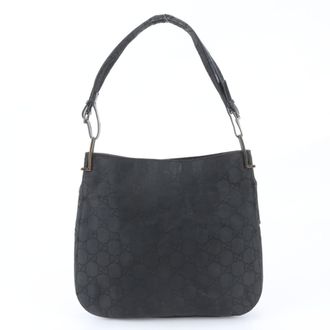 Gucci Black Leather Nylon Handbag Shoulder Bag Tote Bag (Pre-Owned)