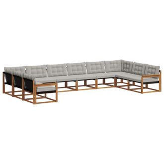 vidaXL Conjunto De Sof&aacute;s De Exterior 10 Pcs Gris Natural Y Claro Vidaxl