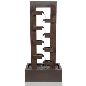 PRIMROSE Corbino 8 Tier Cascading Wall Zinc Water Feature with Lights 109cm in Bronze
