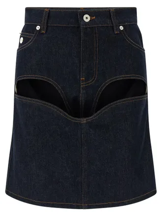 Jean Paul Gaultier Blue Cotton Long Womens Skirt