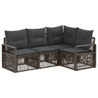 vidaXL Conjunto De Sof&aacute;s De Jard&iacute;n 4 Pcs Gris Rat&aacute;n Sint&eacute;tico Vidaxl