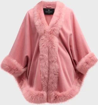 Gorski Cashmere Capelet with Lamb Shearling Trim