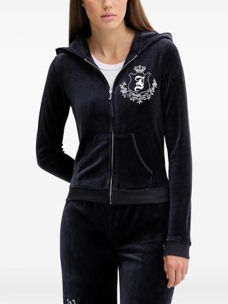 Juicy Couture zip-fastening embroidered-detail hoodie - Blauw