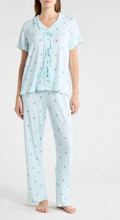 French Connection Bow Detail Pajamas in Blue Bow at Nordstrom, Size X-Large