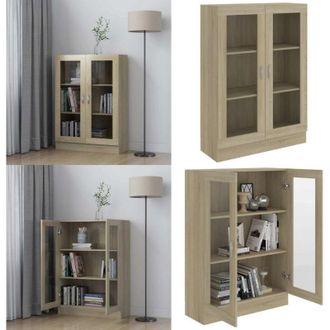 vidaXL Armadietto Vetrina Rovere Sonoma 82,5x30,5x115 cm Multistrato - Libreria in legno multistrato - Armadio con vetrina