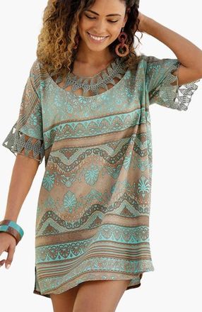 Lascana Womens Boho Print Cover Up Turquoise Print in Turquoise Print - 0/2 at Nordstrom, Size 8