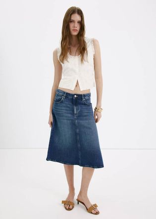 Mango Blusa in cotone con ricami traforati bianco sporco - Donna - XXS - MANGO