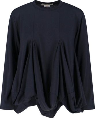 Comme Des Gar&ccedil;ons Black Pleated Textured Fabric Top