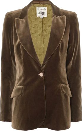 Temperley London Fluwelen jack met enkele knoop - Groen