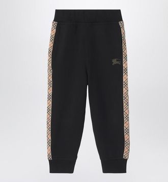Burberry Black jogging trousers with Check motif detail