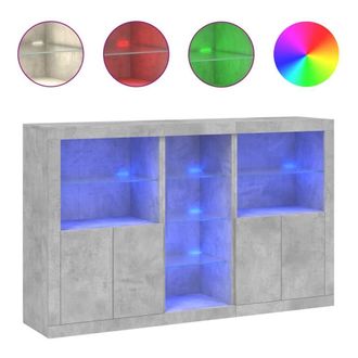 Berkfield Home Sideboard with LED Lights Concrete Grey 162x37x100 cm | Size: 162 x 37 x 100 cm
