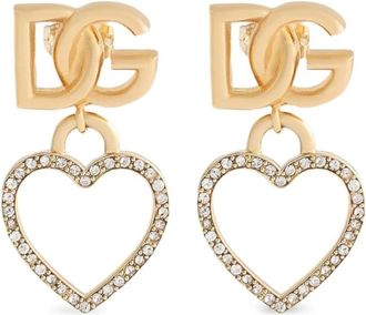 Dolce & Gabbana Oorstekers met logo en hartje - Dames - Accessoires - Geel - Maat: ONE Size