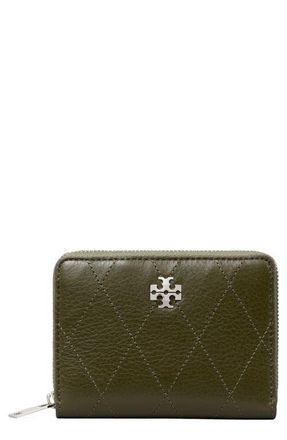 Tory Burch Charlie Quilted Small Zip Around Leather Wallet in Leccio at Nordstrom