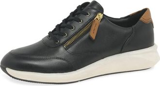 Clarks womens Un Rio Zip Sneaker, Black Black Leather, 5.5 UK (39 EU)