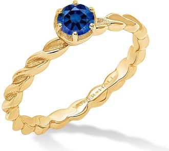 Dower & Hall 14k Twist Narrative Ring with 4.5mm Blue Sapphire