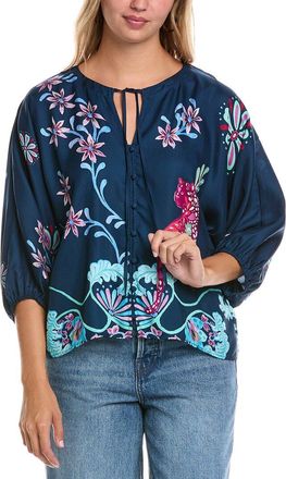 Johnny Was Harlyn Button Front Silk-Blend Blouse