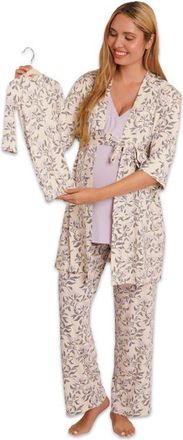Everly Grey Analise During & After 5-Piece Maternity/Nursing Sleep Set for Mom & Baby in Poppy at Nordstrom, Size X-Large