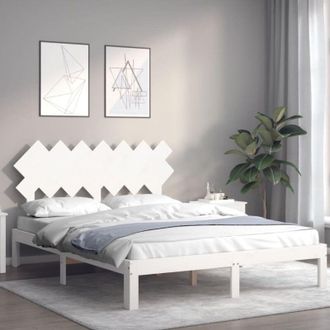 vidaXL Bed Frame without Mattress White 140x200 cm Solid Wood Pine vidaXL