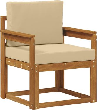 vidaXL Sof&aacute; De Exterior Madera De Acacia S&oacute;lida Y Poli&eacute;ster Natural Vidaxl