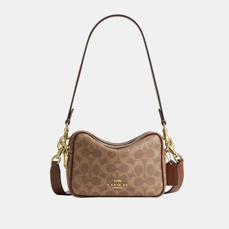 Coach Womens Mini Carey Crossbody Bag In Signature Canvas - Brown - One Size