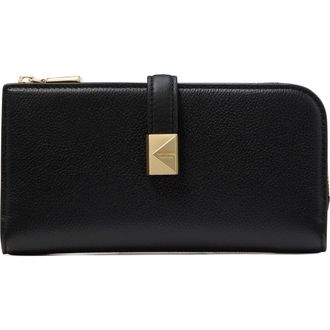 Kate Spade New York deco pebbled leather zip wallet in Black at Nordstrom