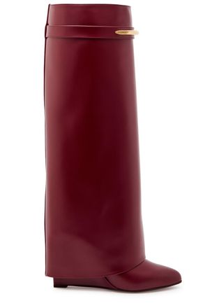 Givenchy Shark 95 Leather Knee-high Boots - Burgundy - 38 (IT38 / UK5)