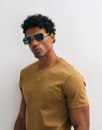 Polo Ralph Lauren T-shirt slim fit in pima marrone con logo a icona a maniche corte