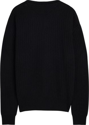 Rick Owens Fisherman Ribbed Wool Jumper - Black - L