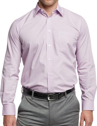 Double TWO Double Two Mens Classic Cotton Blend Long Sleeved Shirt (3300) in Lilac in (Collar 19.5/Chest 58-56)