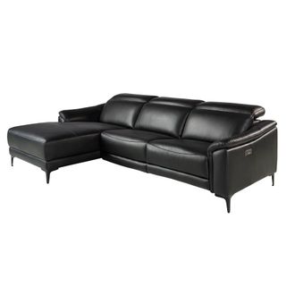 Angel Cerd&aacute; Sof&aacute; chaise longue relax izquierda piel negro