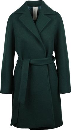 Chiarulli Green Virgin Wool-Blend Belted Coat