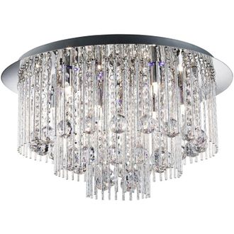 Searchlight Searchlight - Plafoniera Classica Beatrice Acciaio Cromo Vetro Grigio 8 Luci G9