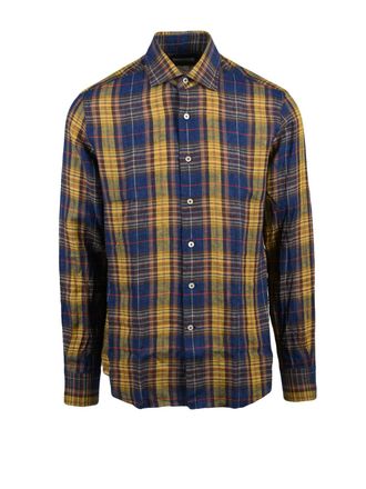 Alessandro Gherardi Blue Yellow Striped Linen Shirt