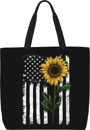 Generic Women Handbag Sunflower Flag Handbag Lightweight Waterproof Shopping Bags, For Gym, Graduation, Holiday, Birthday, Daily